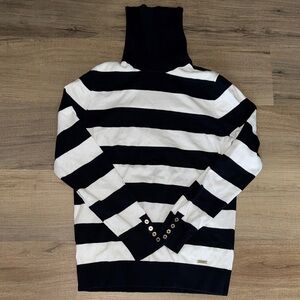 Tommy Hilfiger Striped Black and White Turtleneck Sweater